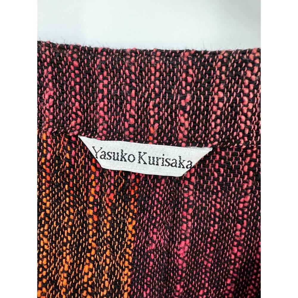 Yasuko Kurisaka Womens Hand Woven Cotton Single Button Jacket Orange Textured - Picture 2 of 7